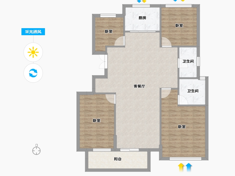 浙江省-湖州市-安吉新城凤凰里-102.00-户型库-采光通风