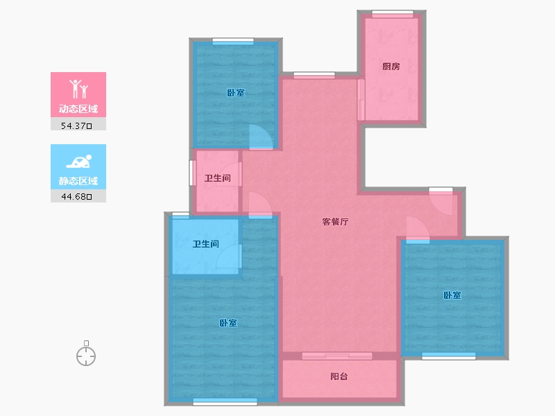 浙江省-湖州市-新都·泰和府-88.42-户型库-动静分区