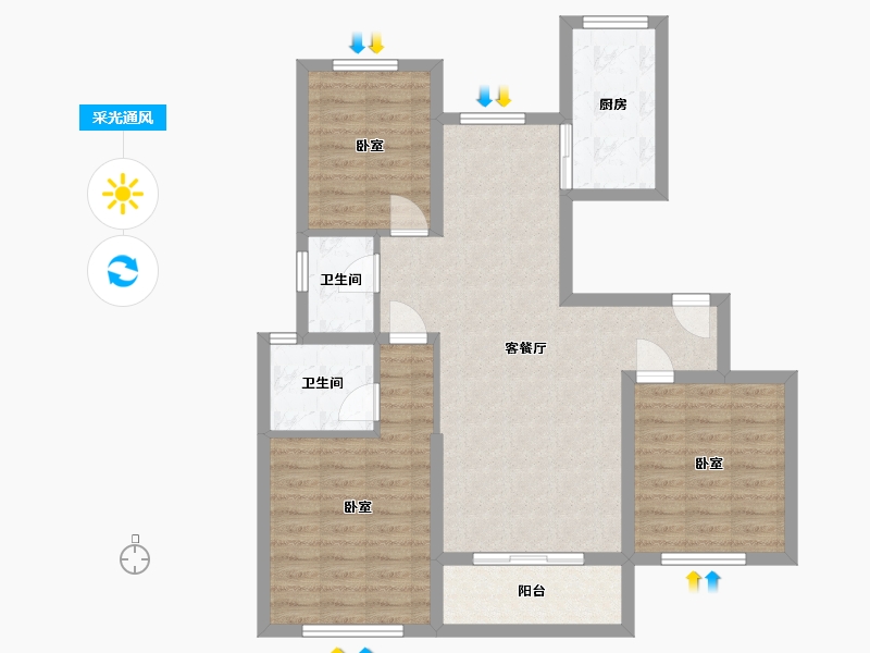 浙江省-湖州市-新都·泰和府-88.42-户型库-采光通风