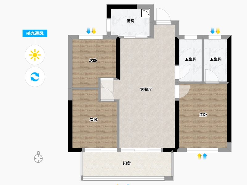 福建省-福州市-世茂永泰温泉小镇-71.00-户型库-采光通风