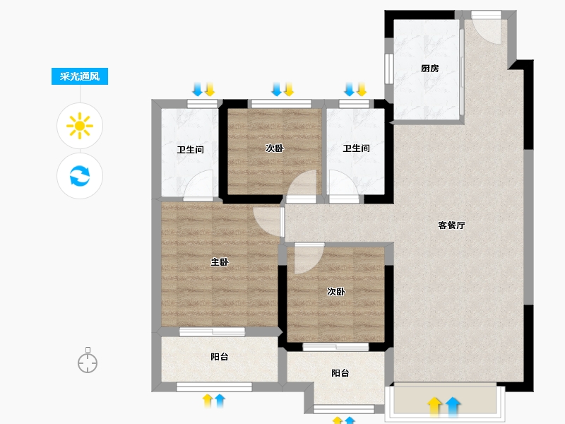 江苏省-徐州市-中骏·柏景湾-79.00-户型库-采光通风