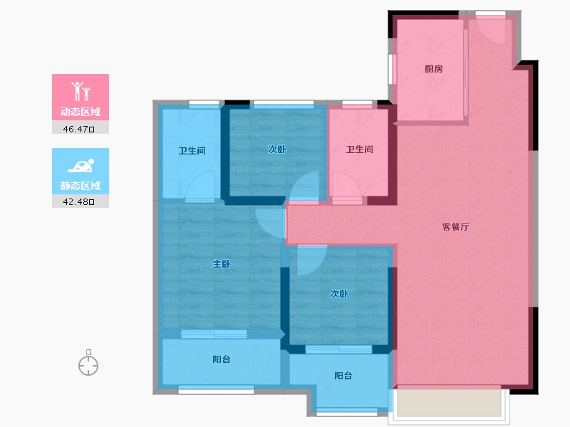 江苏省-徐州市-中骏·柏景湾-79.00-户型库-动静分区