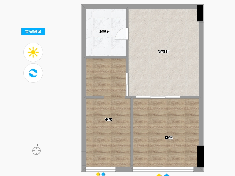 浙江省-宁波市-印巷里-48.00-户型库-采光通风