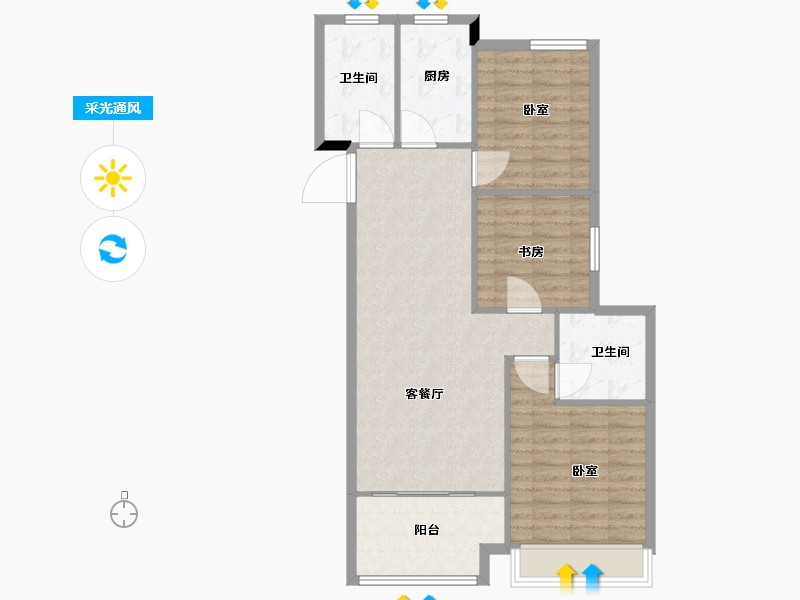 浙江省-湖州市-景都·天鹅湾-87.98-户型库-采光通风