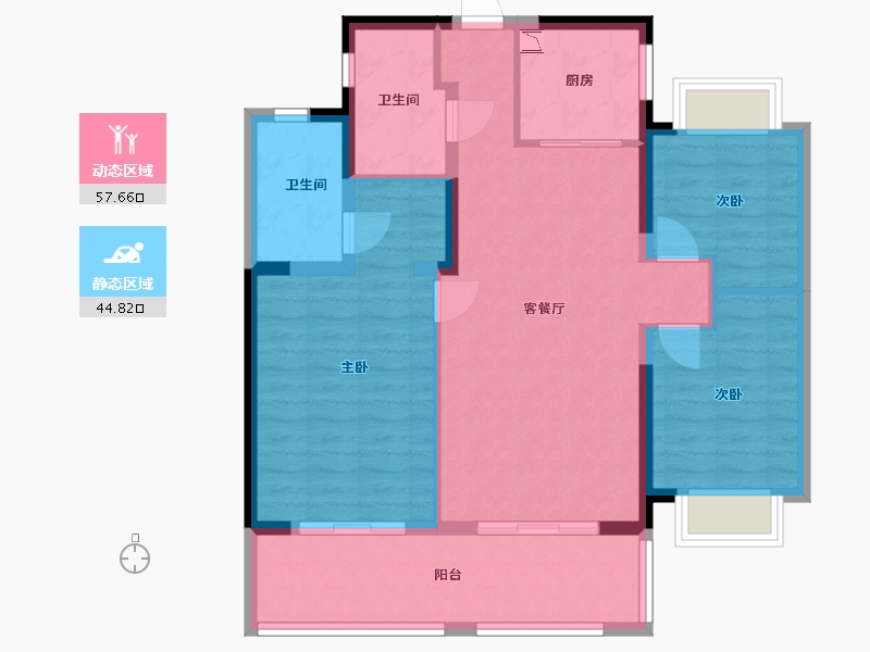 福建省-福州市-鲁能公馆Ⅱ期-92.00-户型库-动静分区