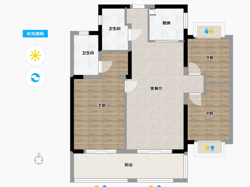 福建省-福州市-鲁能公馆Ⅱ期-92.00-户型库-采光通风