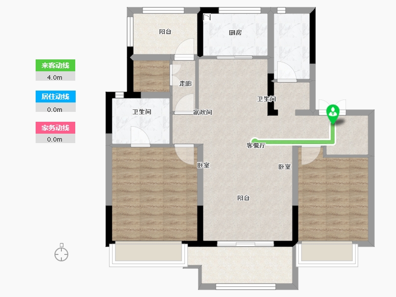 江苏省-无锡市-美的公园天下-90.00-户型库-动静线