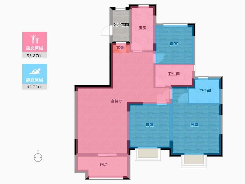 宁夏回族自治区-银川市-银川恒大御景半岛三期珍珠湾-91.53-户型库-动静分区