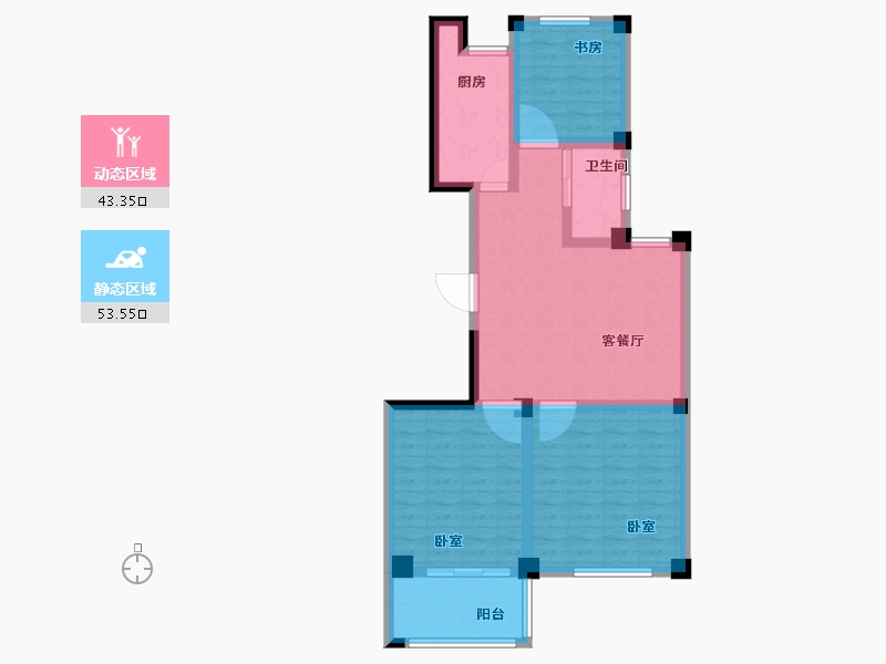 浙江省-宁波市-翰香景庭南苑-86.00-户型库-动静分区