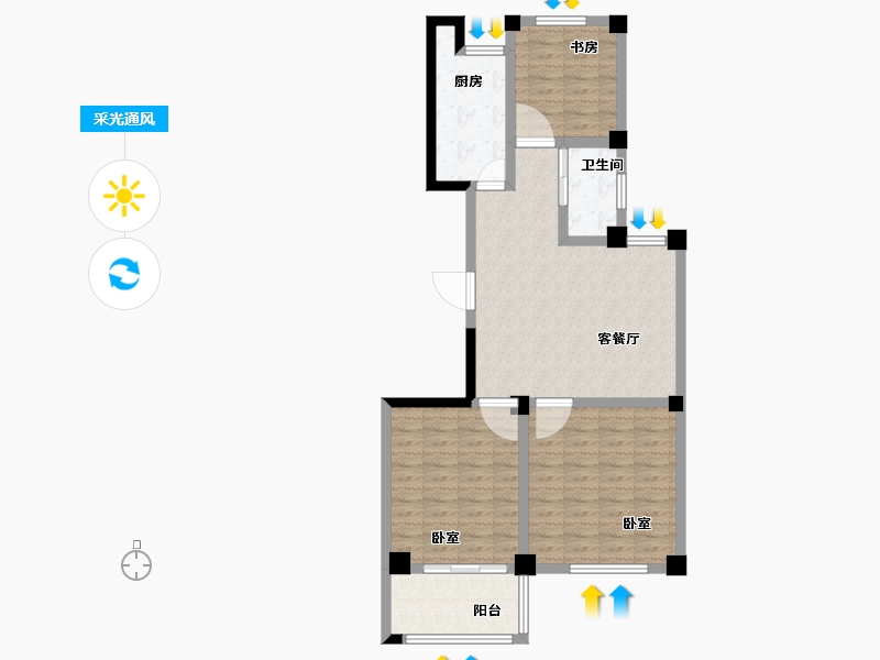 浙江省-宁波市-翰香景庭南苑-86.00-户型库-采光通风