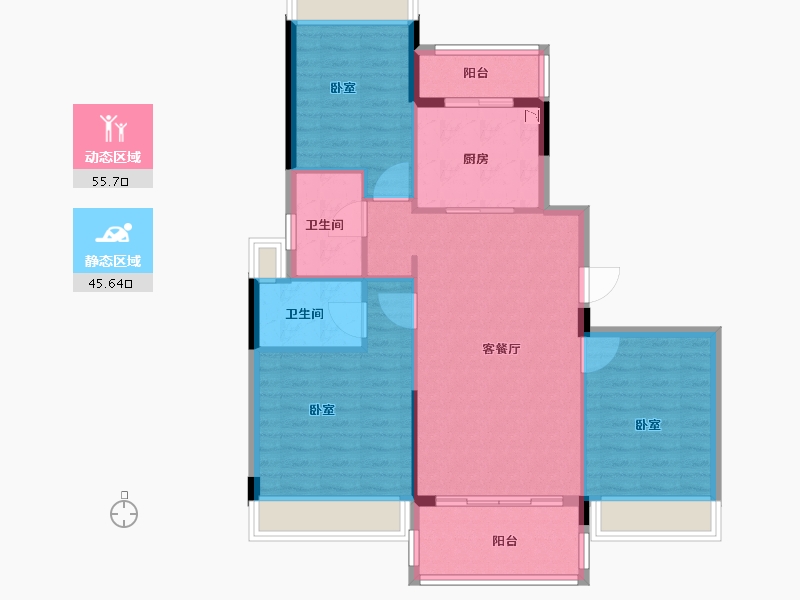 浙江省-丽水市-碧桂园翡翠公馆-92.00-户型库-动静分区