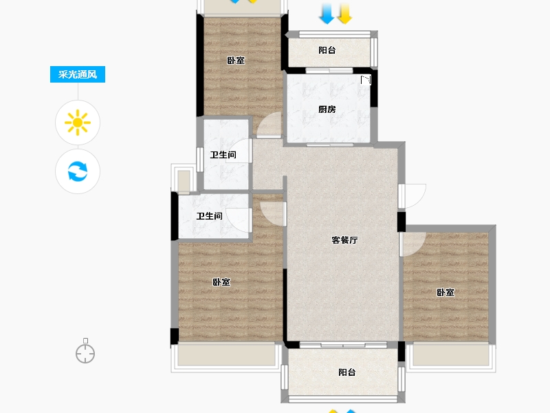 浙江省-丽水市-碧桂园翡翠公馆-92.00-户型库-采光通风