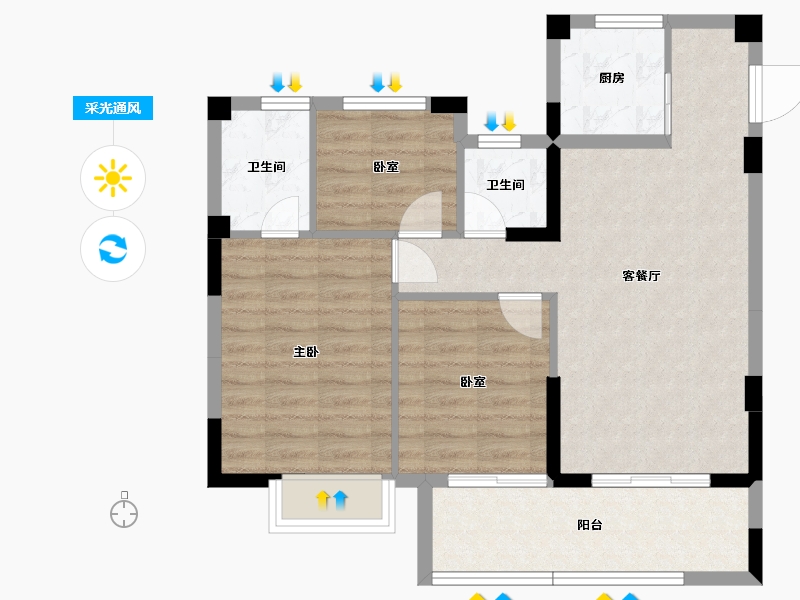 福建省-三明市-万春.珑熙郡-74.90-户型库-采光通风