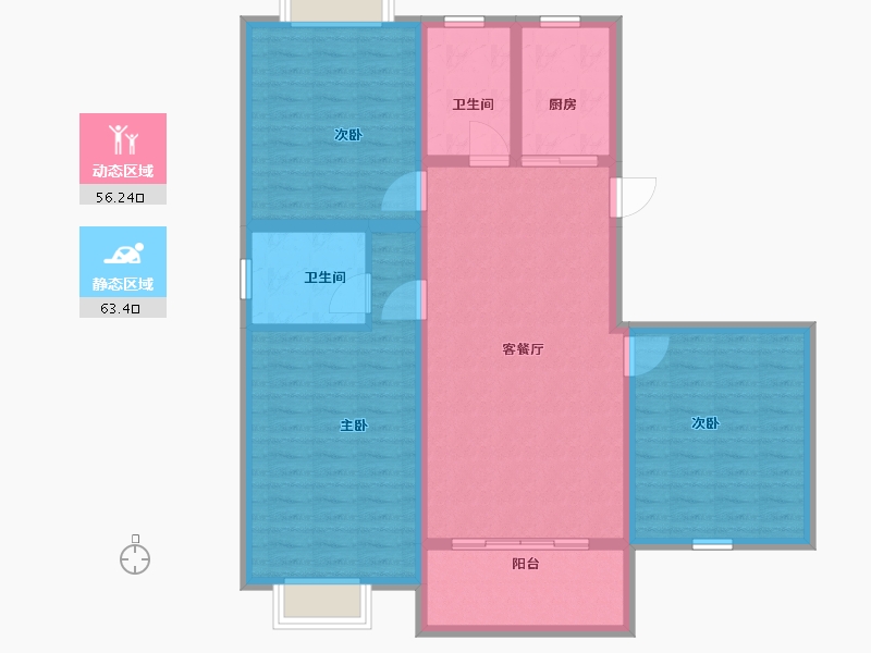 安徽省-池州市-江南都市恬园-108.00-户型库-动静分区