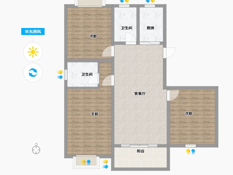 安徽省-池州市-江南都市恬园-108.00-户型库-采光通风