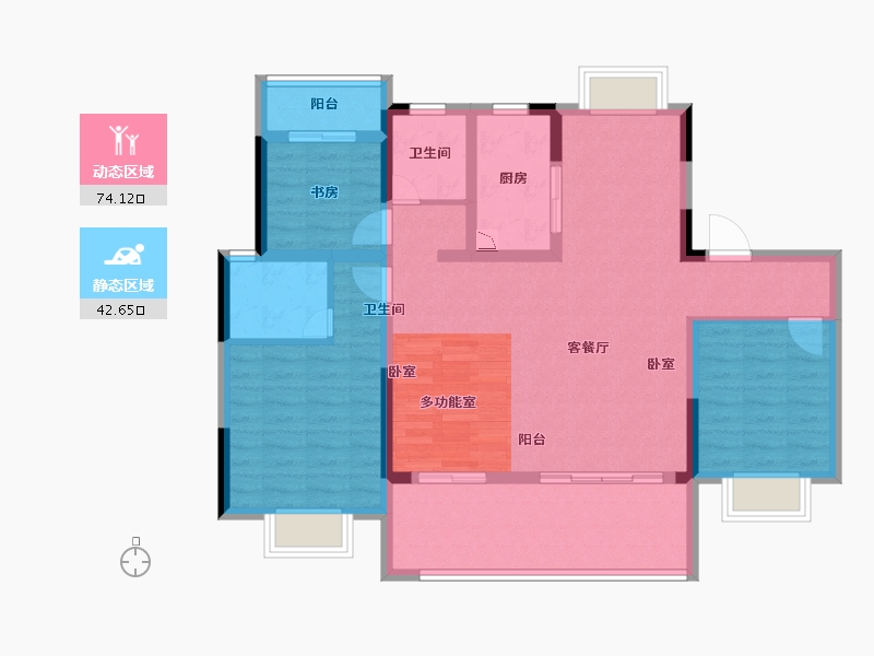 安徽省-淮南市-斌锋·江山樾-104.37-户型库-动静分区