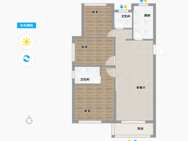 浙江省-宁波市-景瑞龙湖缇香郦城-86.00-户型库-采光通风