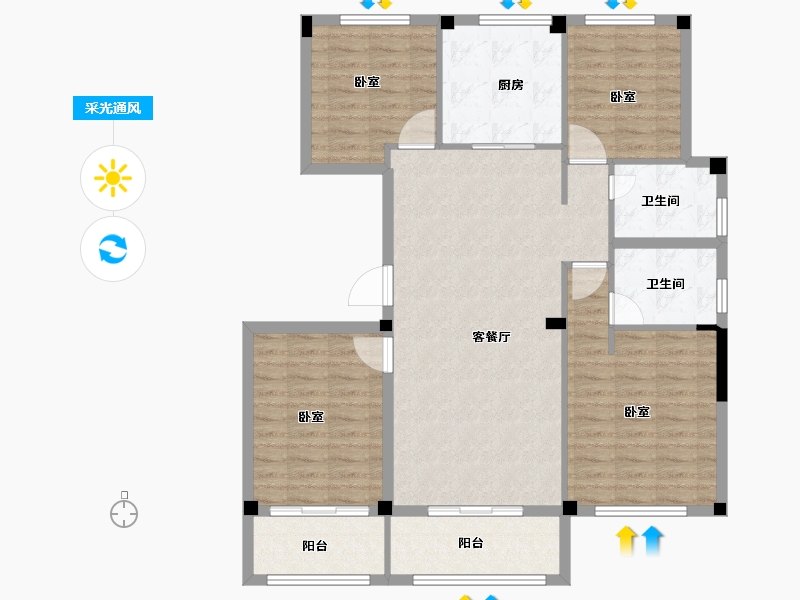 浙江省-金华市-万隆府-109.00-户型库-采光通风