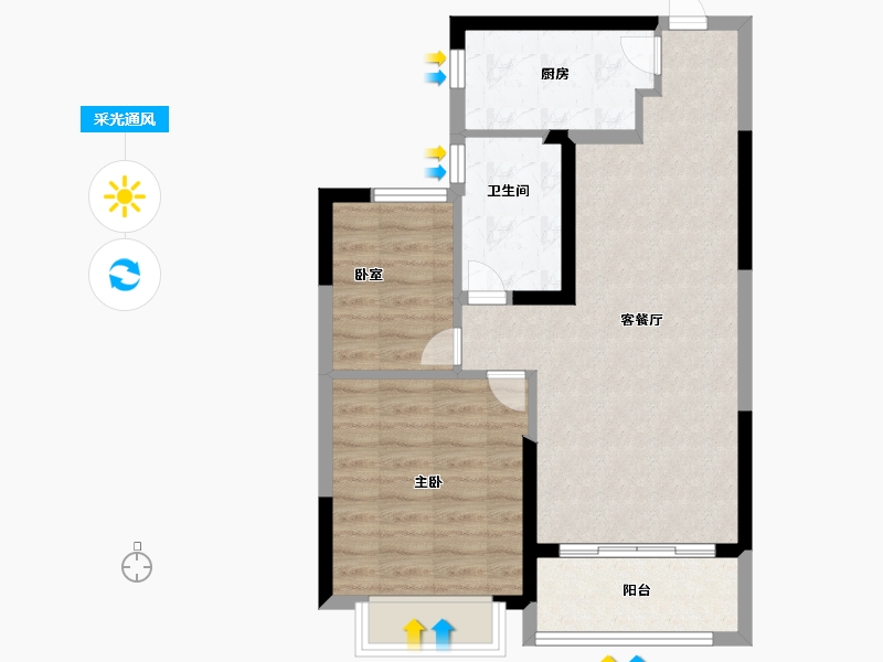 安徽省-六安市-新滨湖恒大文化旅游城-65.00-户型库-采光通风