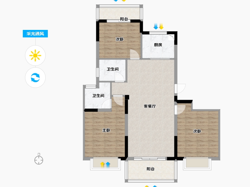 福建省-福州市-东城壹品-96.95-户型库-采光通风