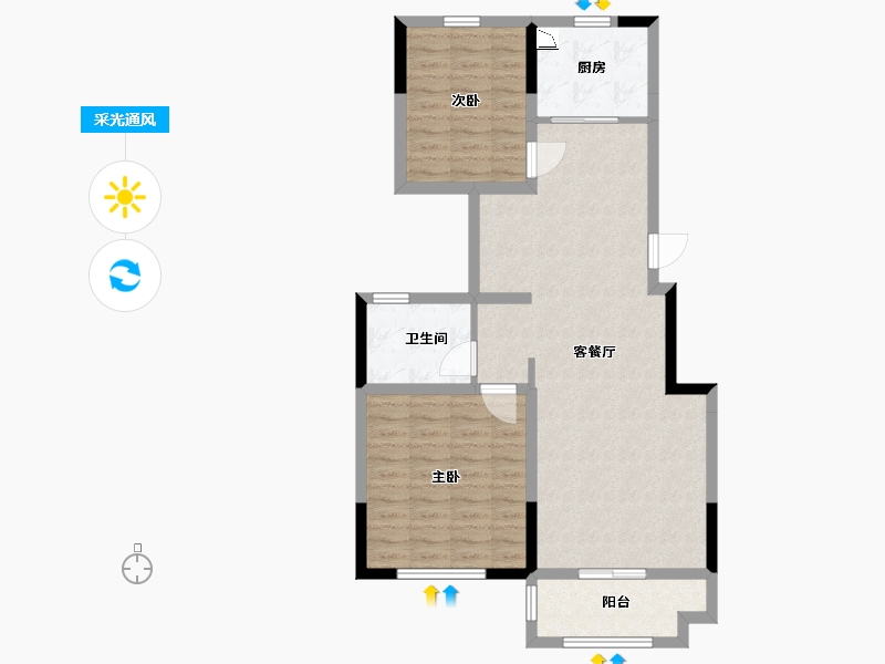 江苏省-南通市-美华公馆-80.00-户型库-采光通风