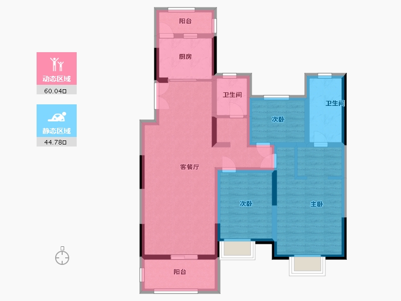 江苏省-南通市-江景瑞园-91.99-户型库-动静分区