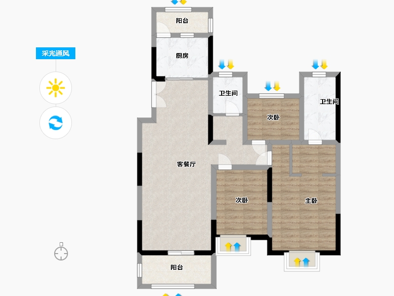 江苏省-南通市-江景瑞园-91.99-户型库-采光通风