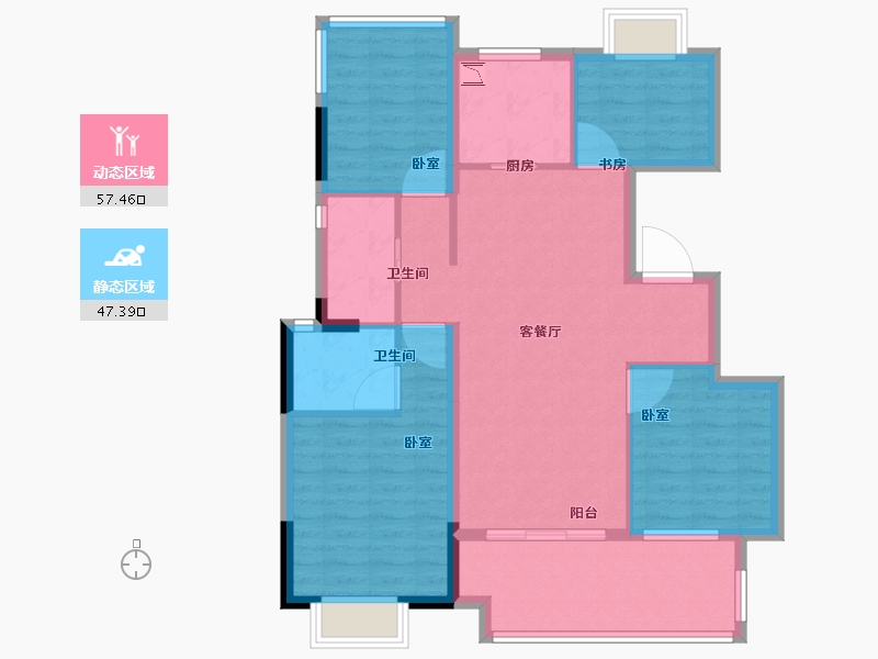 安徽省-合肥市-佳源新安印象-94.00-户型库-动静分区