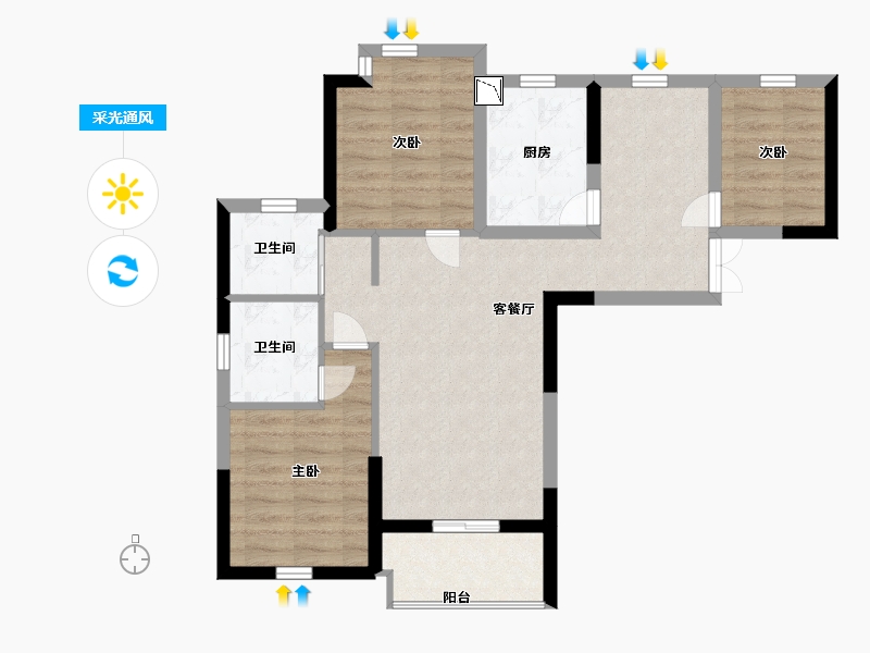 江西省-南昌市-公园壹号-71.00-户型库-采光通风