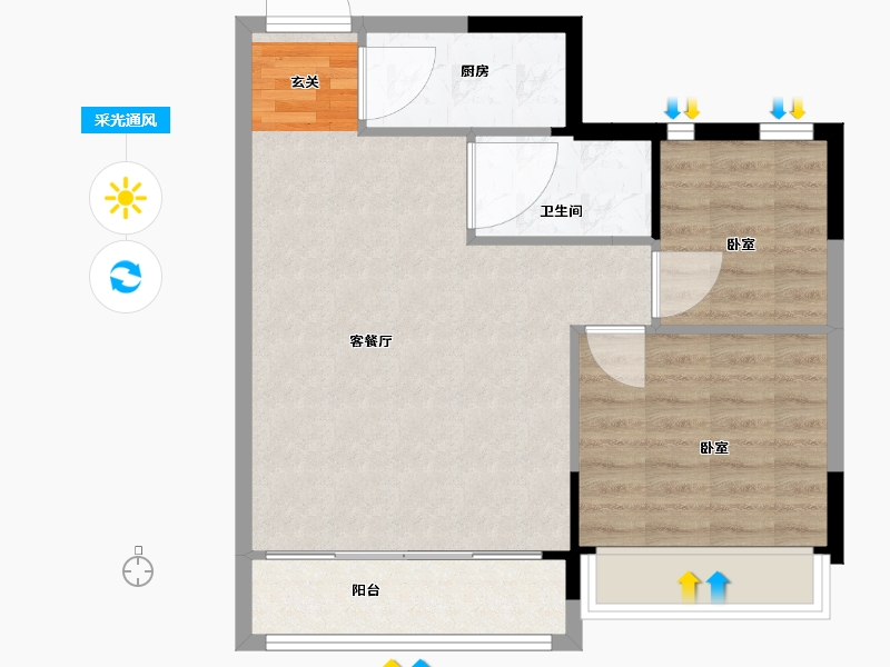 浙江省-嘉兴市-金晟家园-64.00-户型库-采光通风