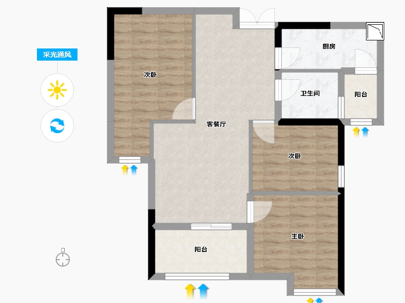 江西省-南昌市-公园壹号-71.00-户型库-采光通风