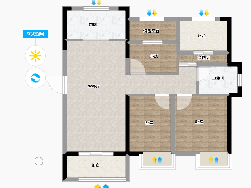 安徽省-合肥市-朗香书院-80.00-户型库-采光通风