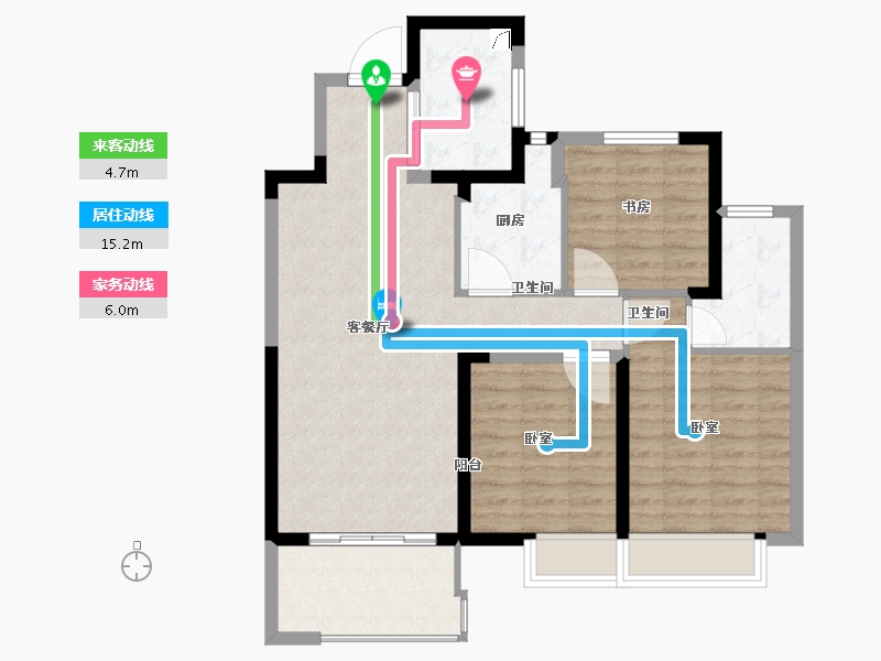 江苏省-无锡市-美的公园天下-88.01-户型库-动静线