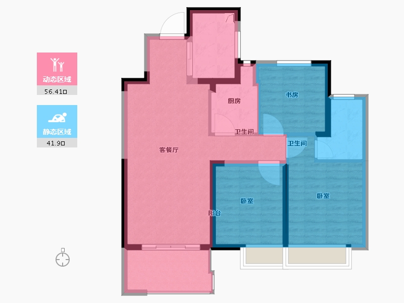 江苏省-无锡市-美的公园天下-88.01-户型库-动静分区