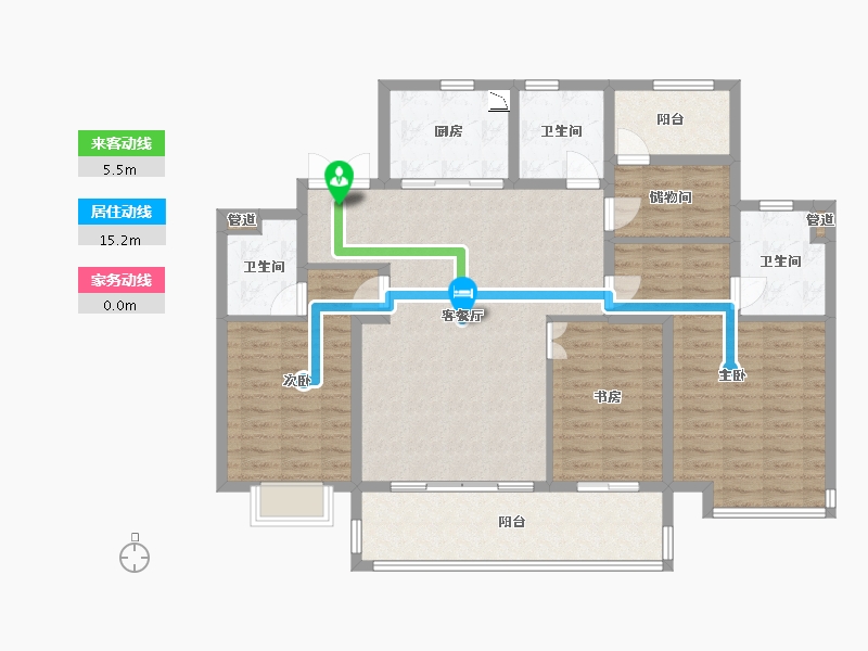 江苏省-泰州市-金通桃花源-125.99-户型库-动静线