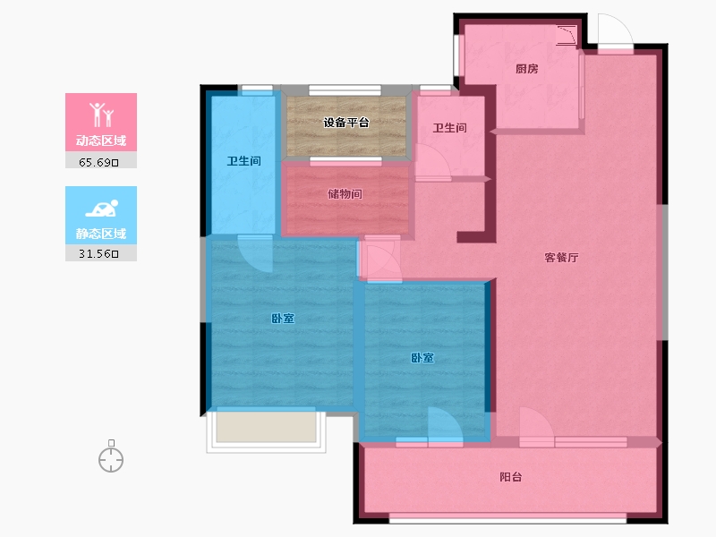 宁夏回族自治区-银川市-银川融创城-90.00-户型库-动静分区