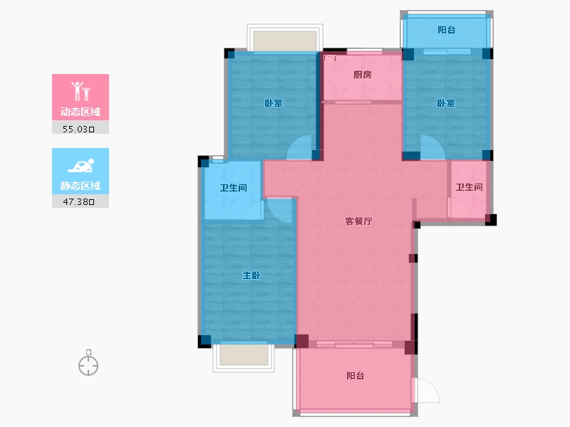 福建省-泉州市-湖光山舍-92.48-户型库-动静分区