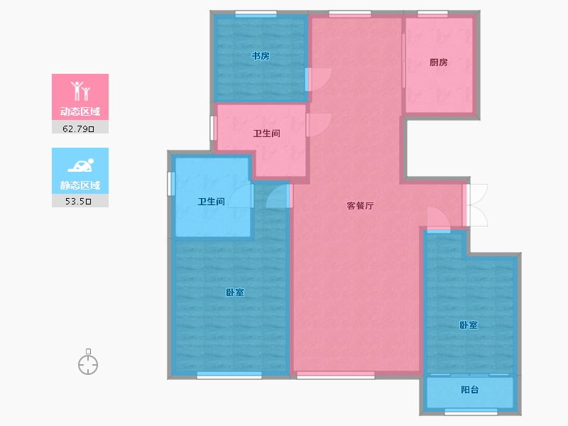 宁夏回族自治区-银川市-丰泽美居-105.15-户型库-动静分区