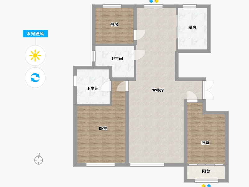 宁夏回族自治区-银川市-丰泽美居-105.15-户型库-采光通风