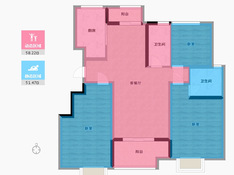 浙江省-杭州市-千岛湖嘉苑-97.60-户型库-动静分区