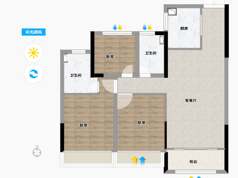 浙江省-丽水市-东方嘉苑-83.00-户型库-采光通风