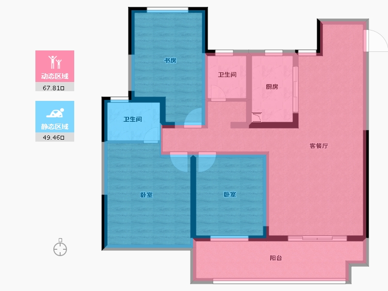 安徽省-淮南市-中至信书香雅苑-104.01-户型库-动静分区