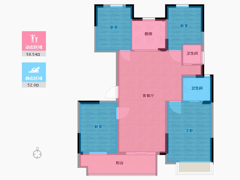 浙江省-宁波市-宝龙东望-98.00-户型库-动静分区