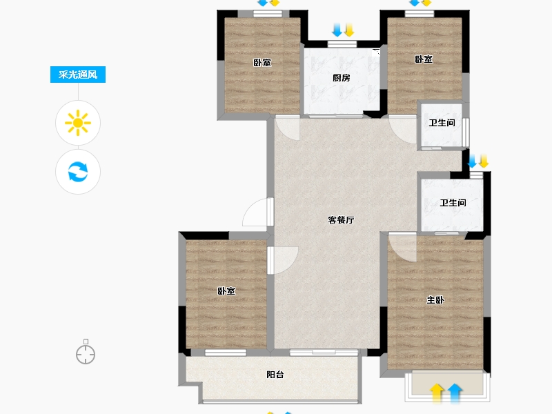 浙江省-宁波市-宝龙东望-98.00-户型库-采光通风