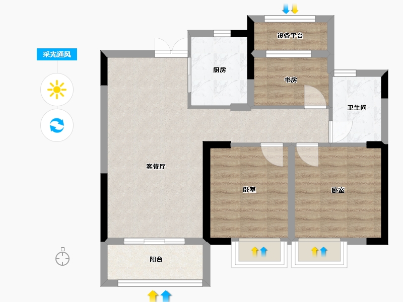 浙江省-湖州市-鸿翔中央府-69.00-户型库-采光通风