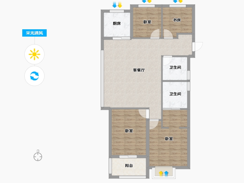 浙江省-杭州市-滨江御虹府-93.99-户型库-采光通风