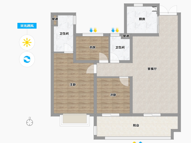 江苏省-泰州市-金通桃花源-93.00-户型库-采光通风