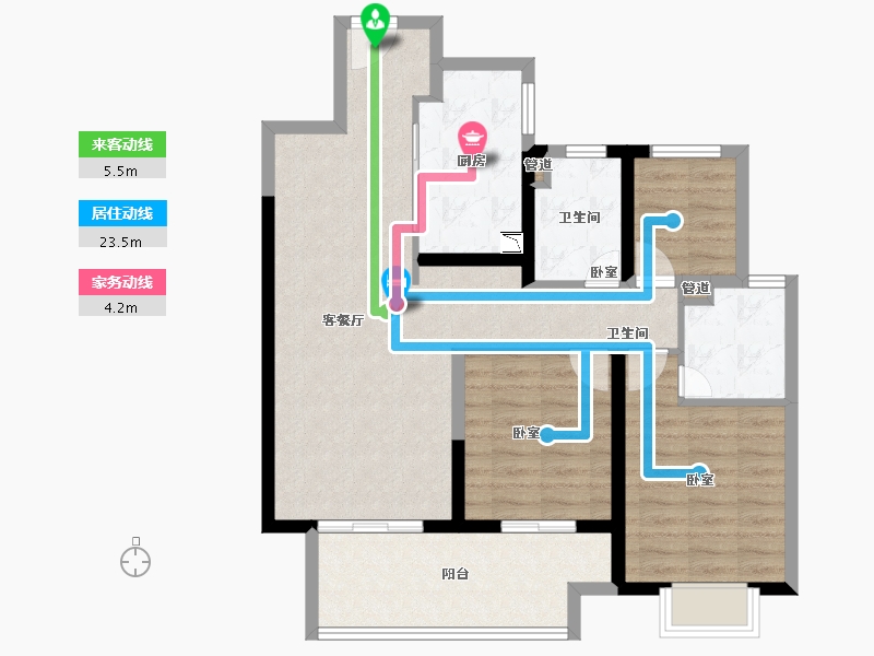 安徽省-淮南市-融创玉兰公馆-88.01-户型库-动静线