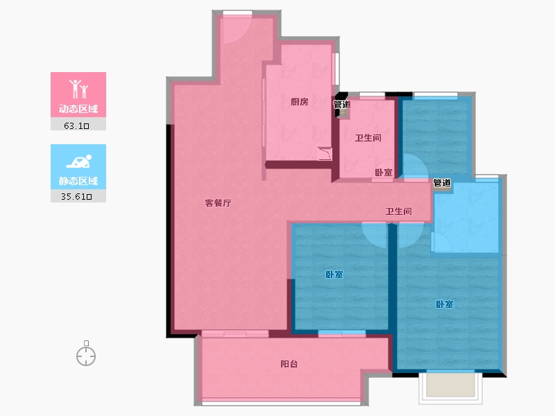 安徽省-淮南市-融创玉兰公馆-88.01-户型库-动静分区