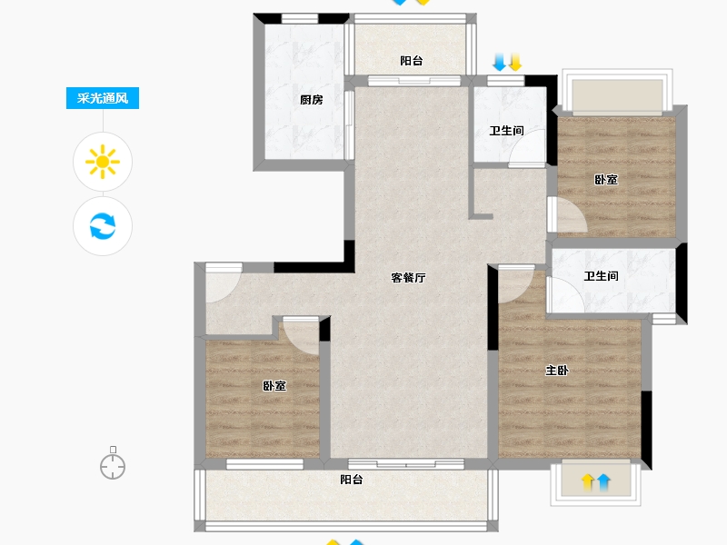 江西省-宜春市-东方·郡望府-87.74-户型库-采光通风